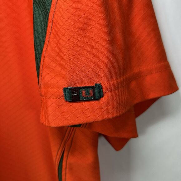 Miami Hurricanes Nike Team Polo Shirt Mens Size XL Orange Dri-Fit Short Sleeve - Picture 4 of 16